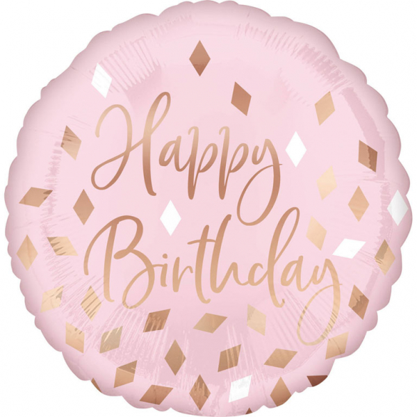 Folienballon happy birthday rosa/gold