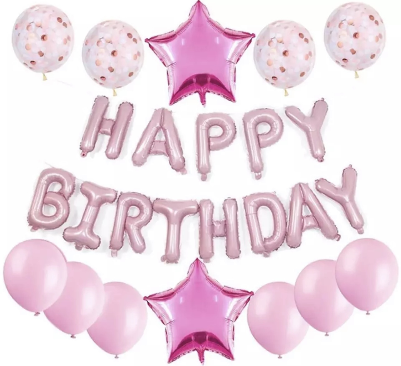 Happy Birthday Ballon-Set rosa